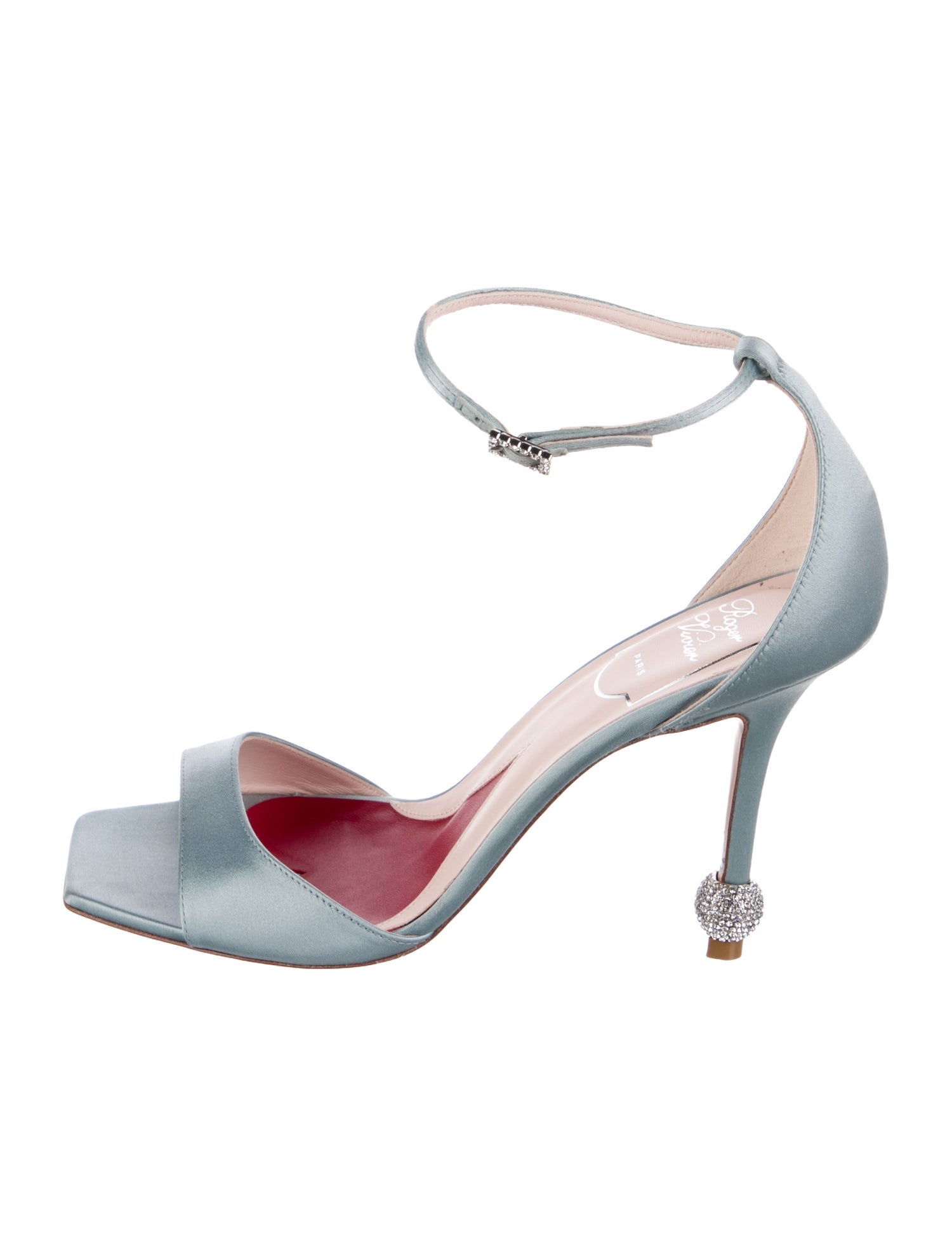 Roger Vivier Satin Crystal Embellishments Sandals