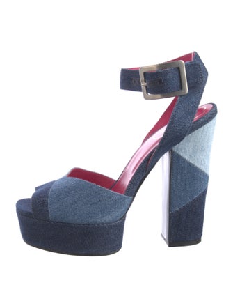 Roger Vivier Denim Colorblock Pattern Sandals