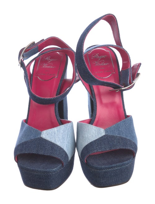 Roger Vivier Denim Colorblock Pattern Sandals