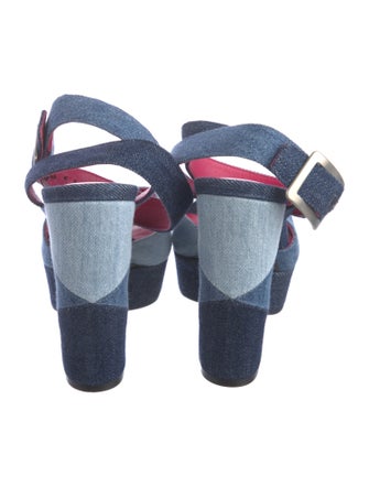 Roger Vivier Denim Colorblock Pattern Sandals
