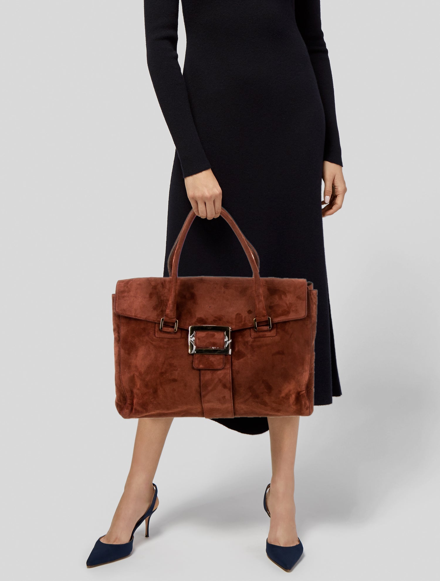 Roger Vivier Suede Top Handle Bag