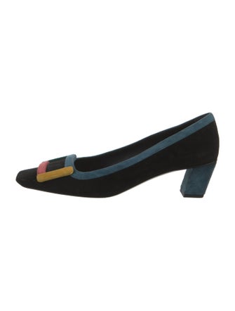 Roger Vivier Suede Colorblock Pattern Pumps