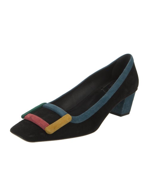 Roger Vivier Suede Colorblock Pattern Pumps