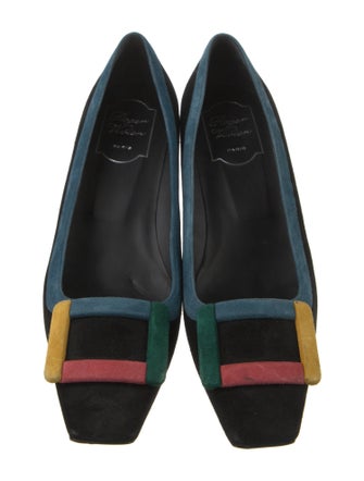 Roger Vivier Suede Colorblock Pattern Pumps