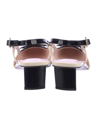 Roger Vivier Patent Leather Colorblock Pattern Slingback Pumps