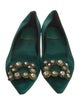 Roger Vivier Satin Crystal Embellishments Flats