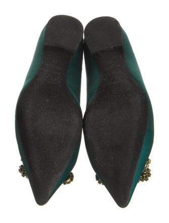 Roger Vivier Satin Crystal Embellishments Flats