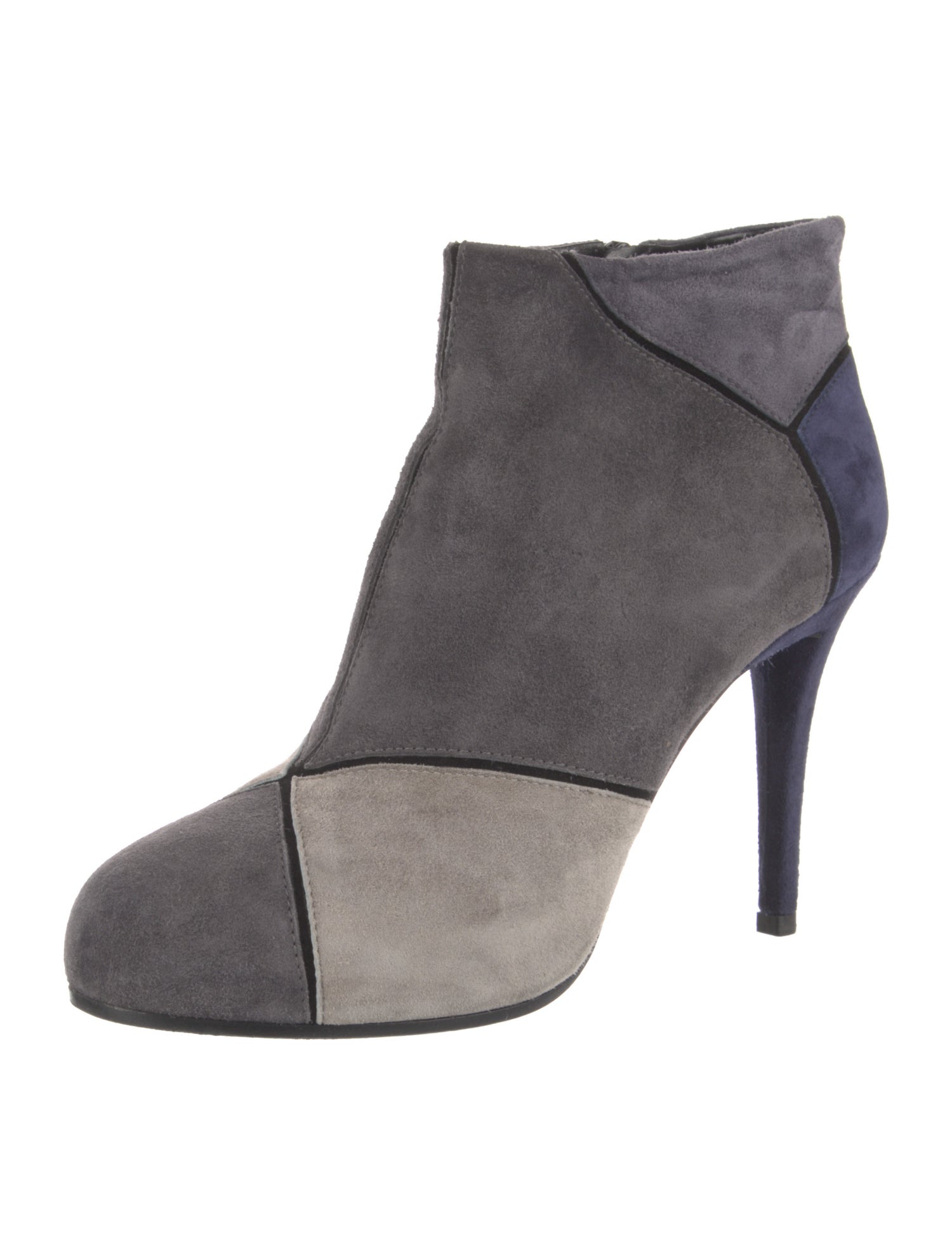 Roger Vivier Suede Colorblock Pattern Boots