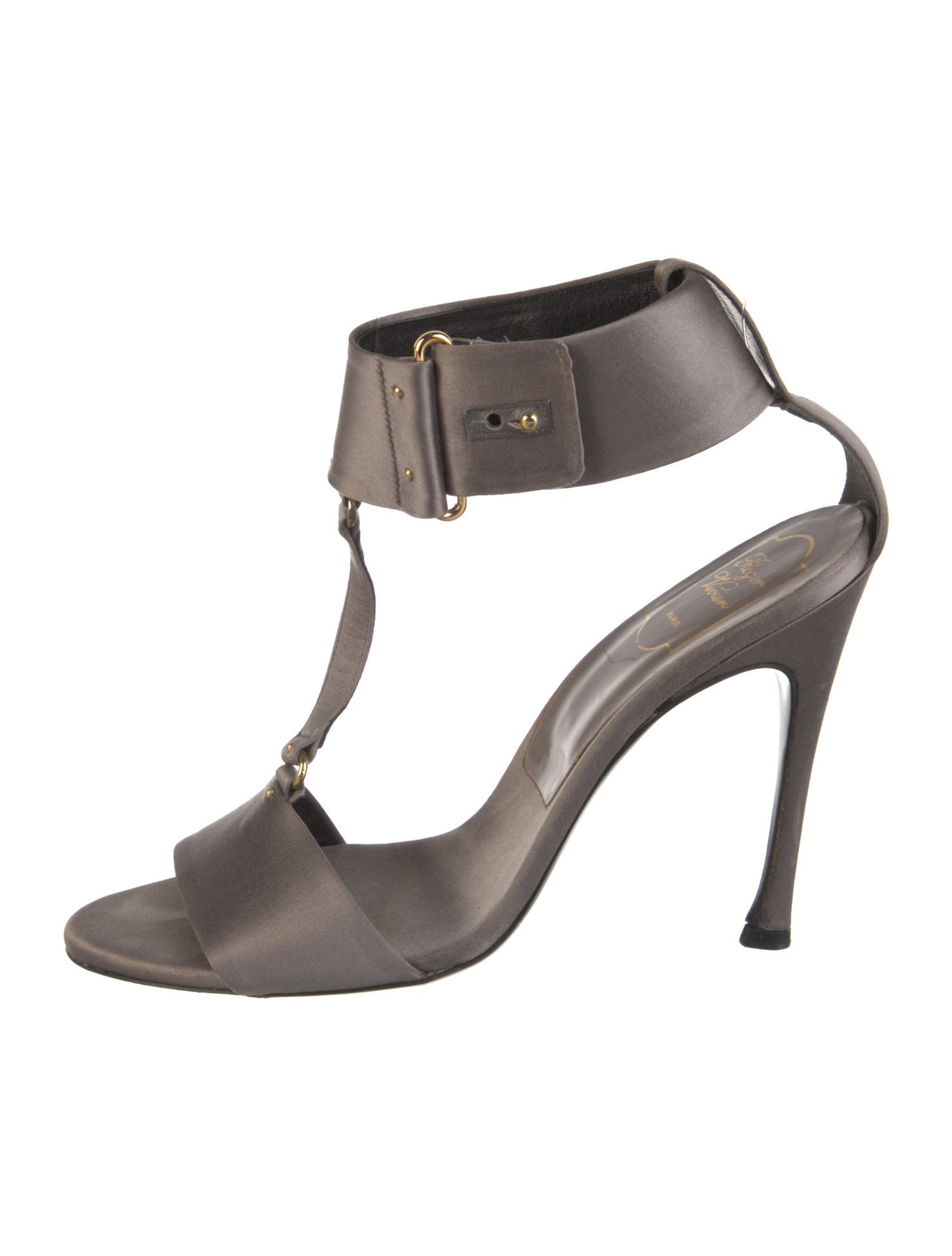 Roger Vivier Satin T-Strap Sandals