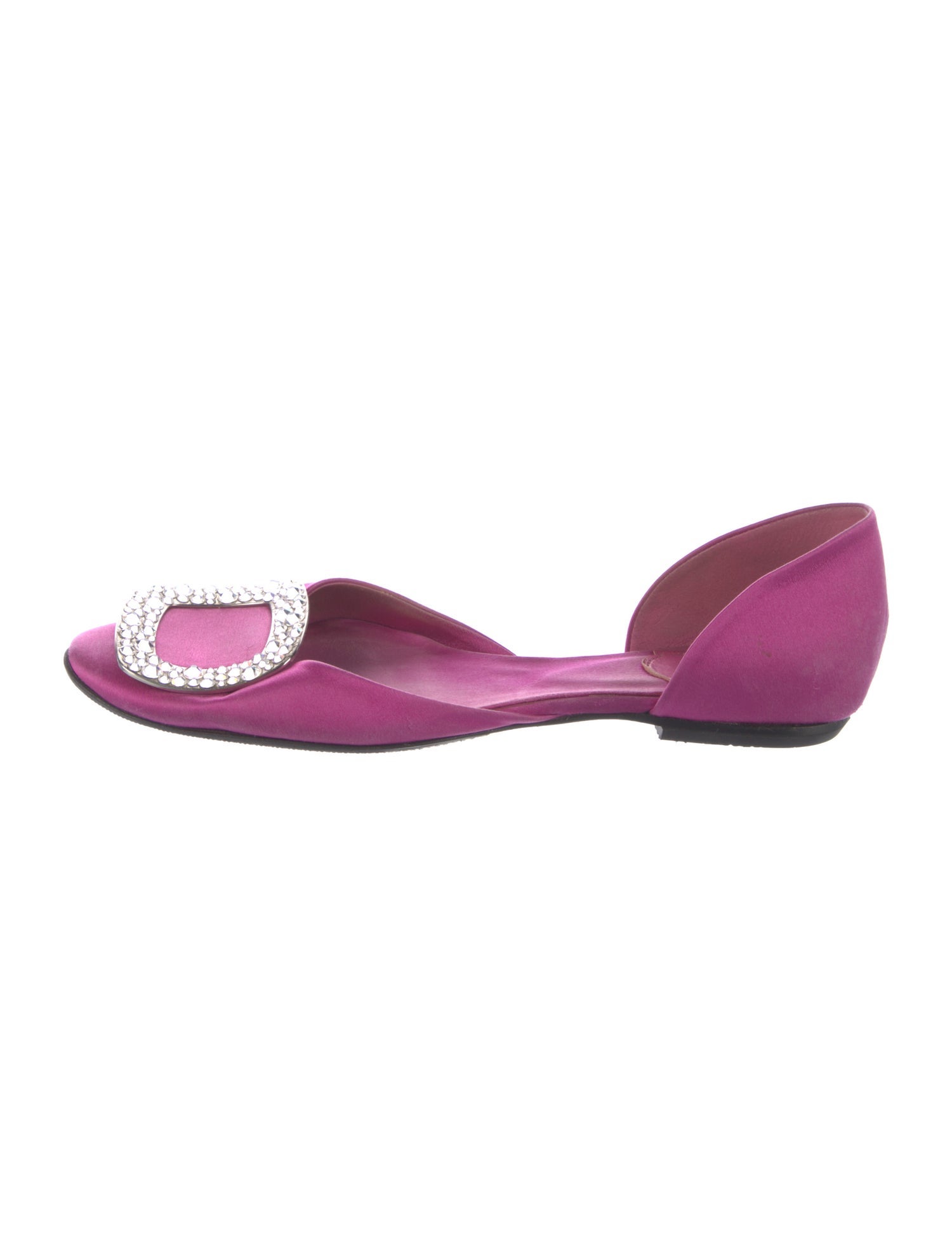 Roger Vivier Satin Crystal Embellishments D'Orsay Flats