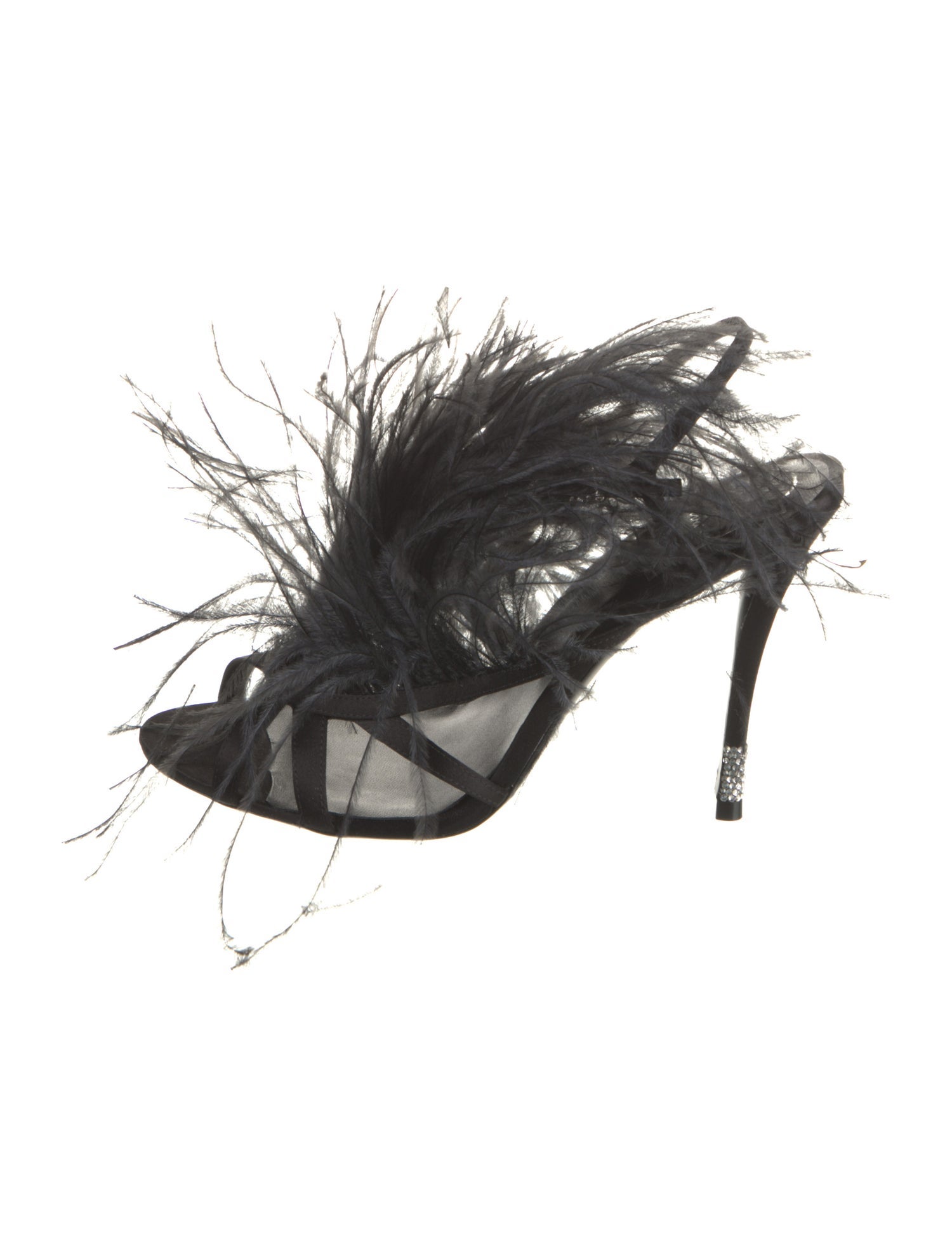 Roger Vivier Satin Crystal Embellishments Slingback Sandals