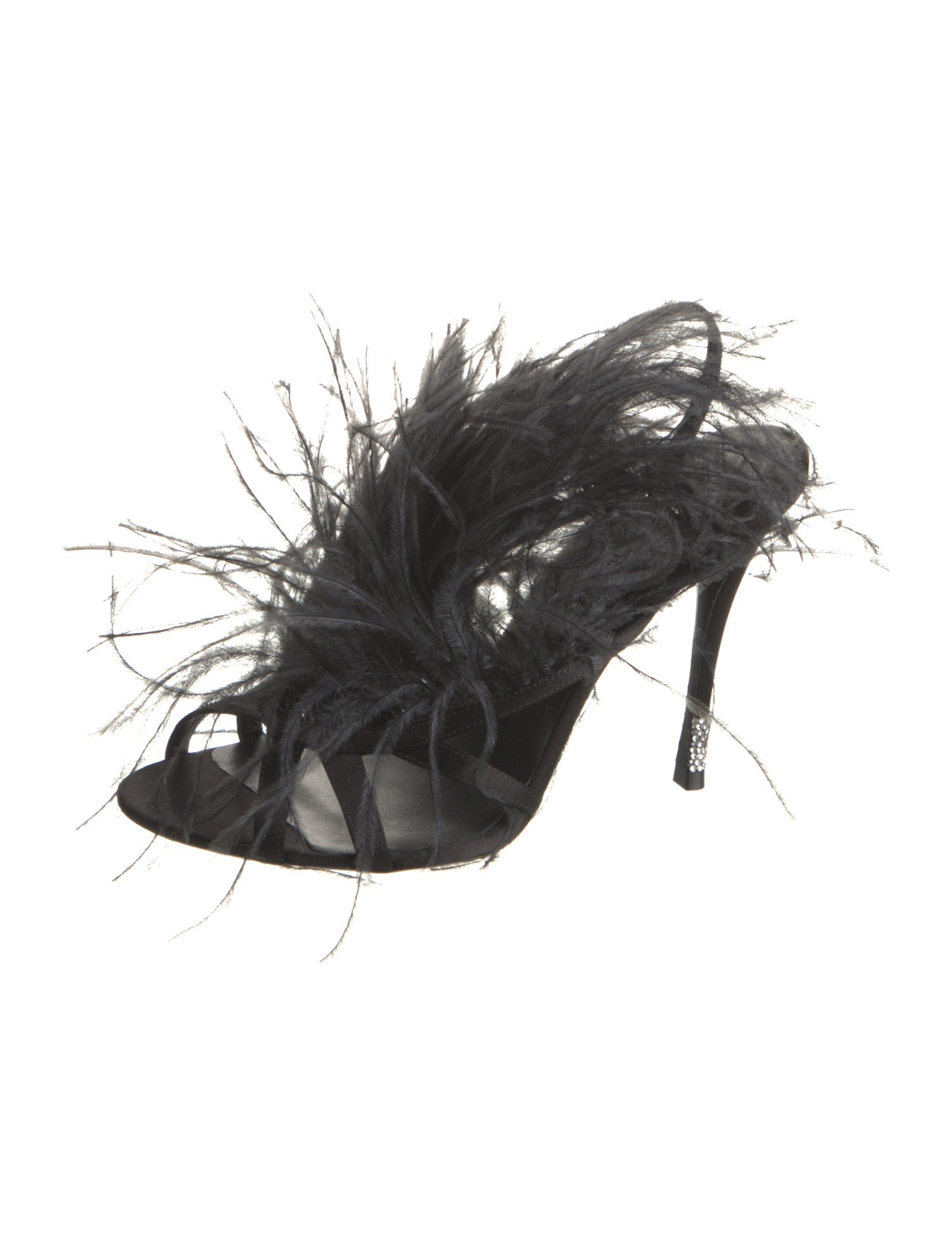 Roger Vivier Satin Crystal Embellishments Slingback Sandals