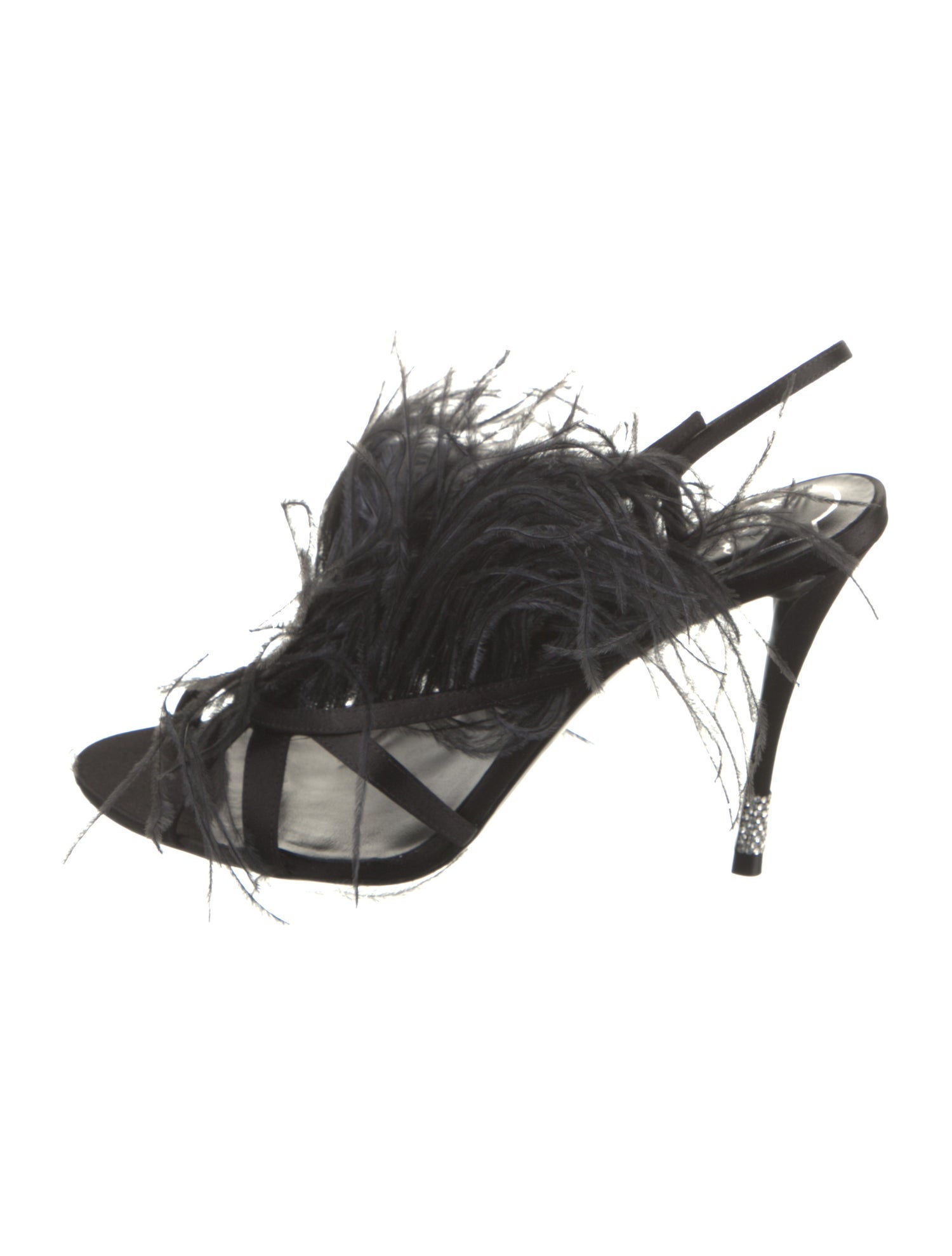 Roger Vivier Satin Crystal Embellishments Slingback Sandals