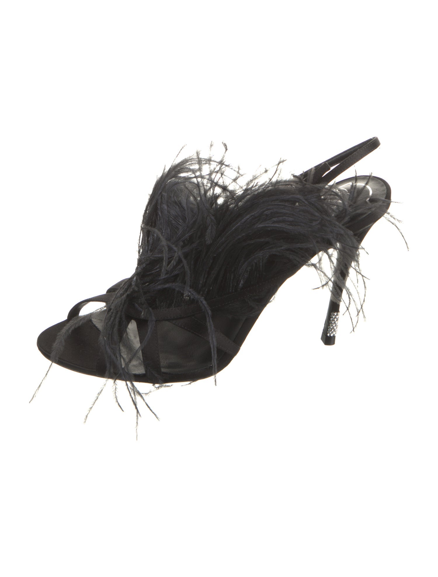 Roger Vivier Satin Crystal Embellishments Slingback Sandals