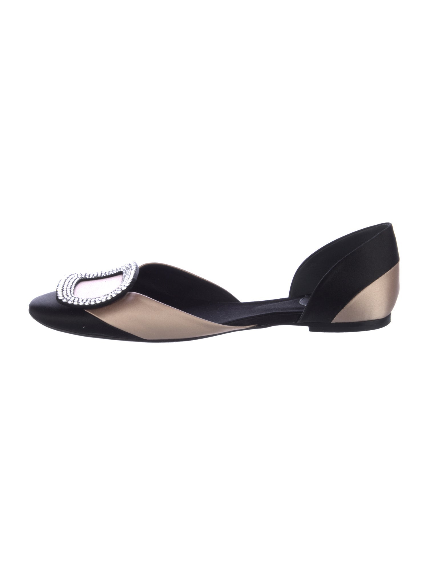 Roger Vivier Satin Colorblock Pattern D'Orsay Flats