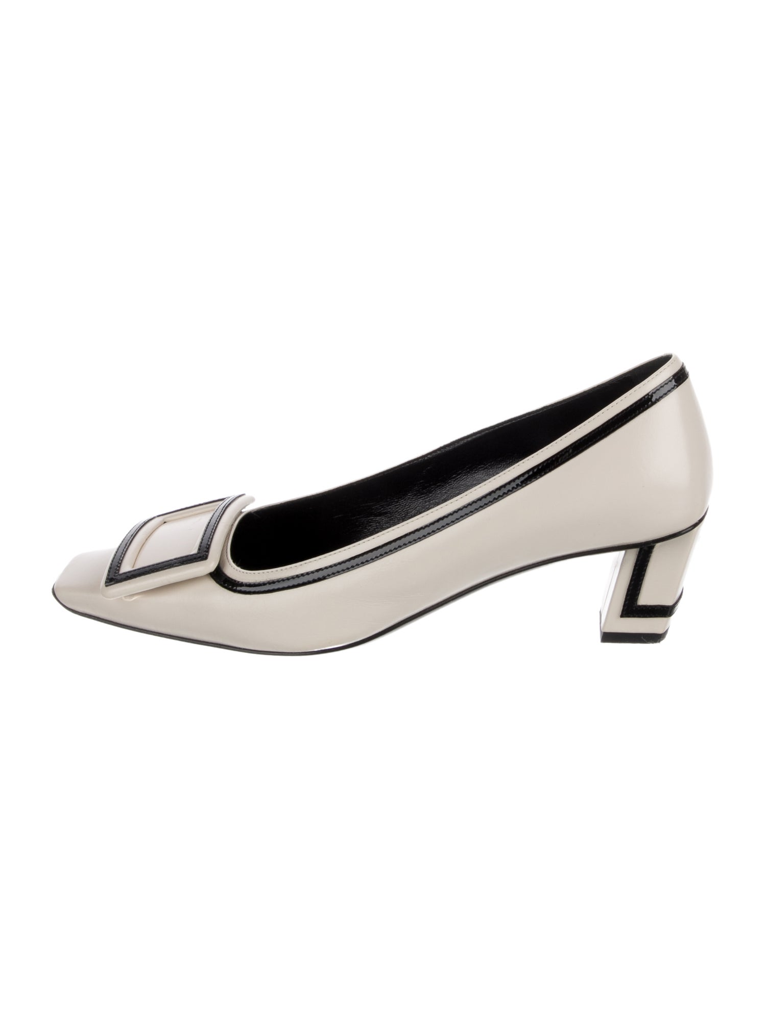 Roger Vivier Leather Colorblock Pattern Pumps