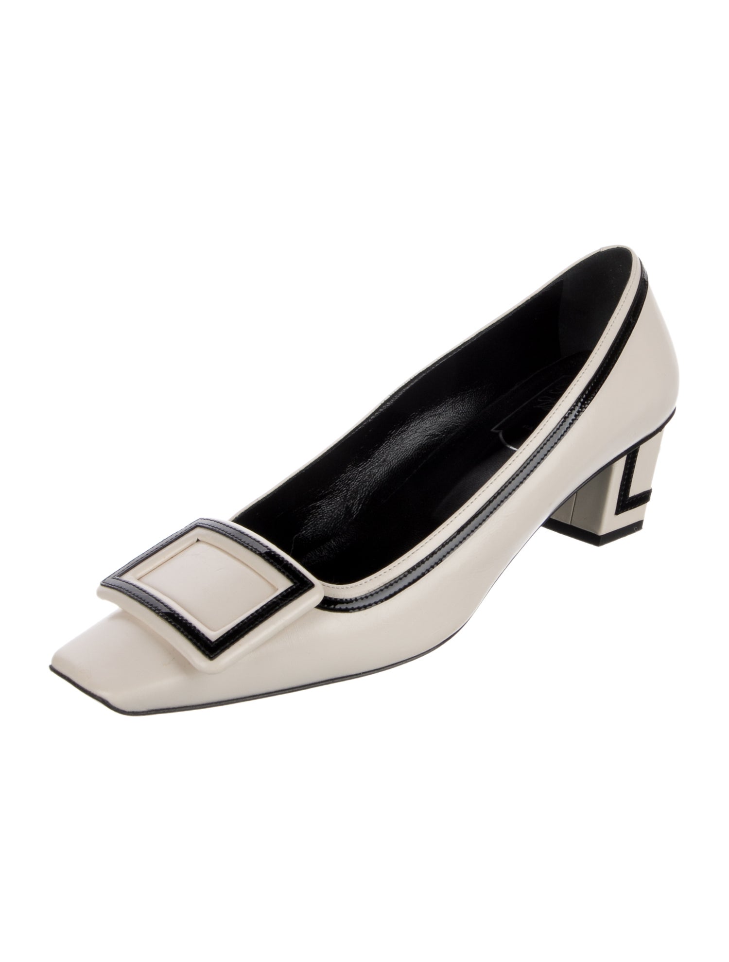Roger Vivier Leather Colorblock Pattern Pumps