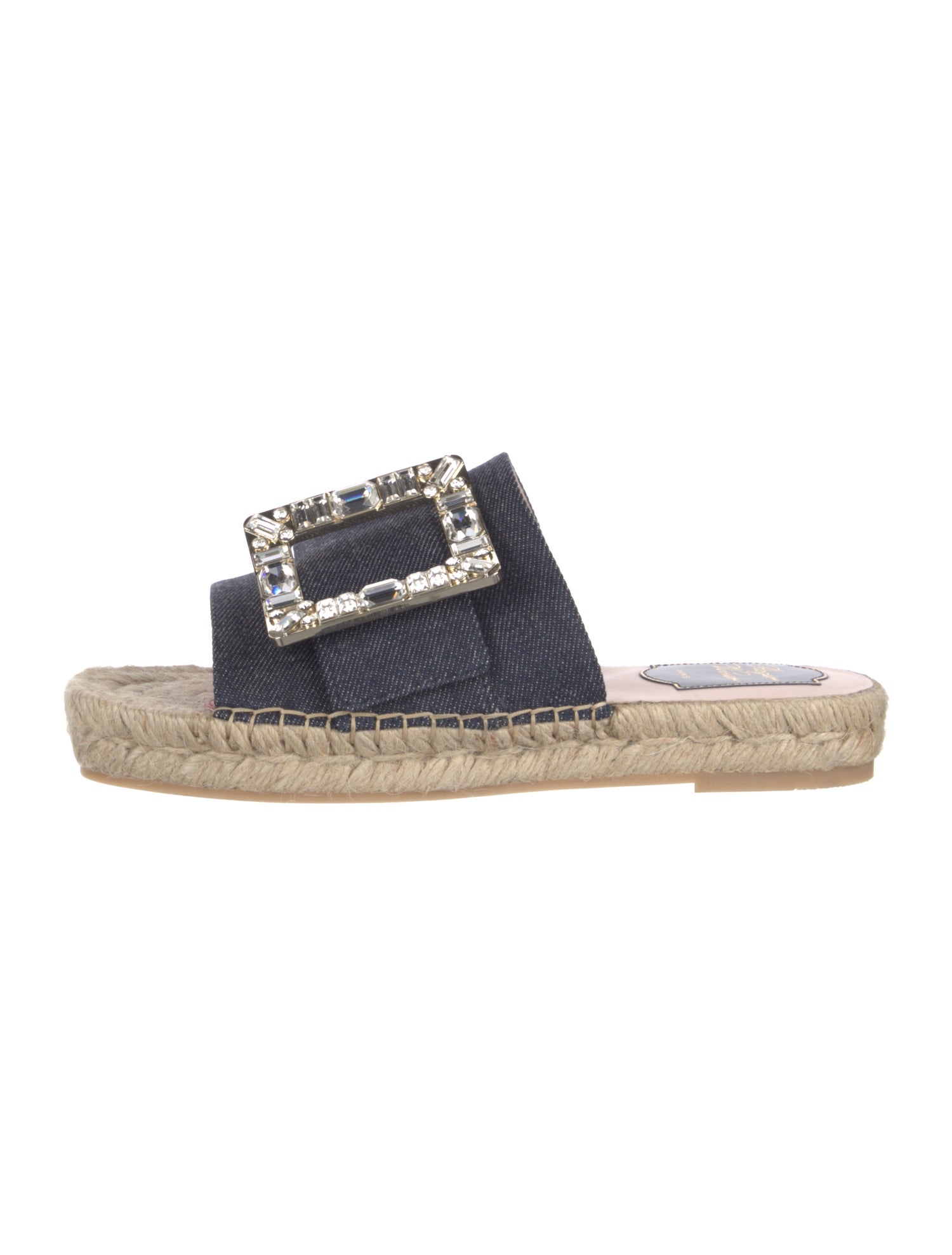 Roger Vivier Denim Crystal Embellishments Espadrilles