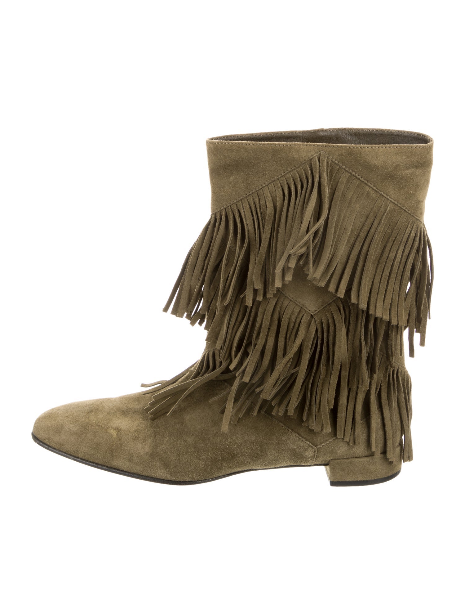 Roger Vivier Suede Fringe Trim Accent Boots