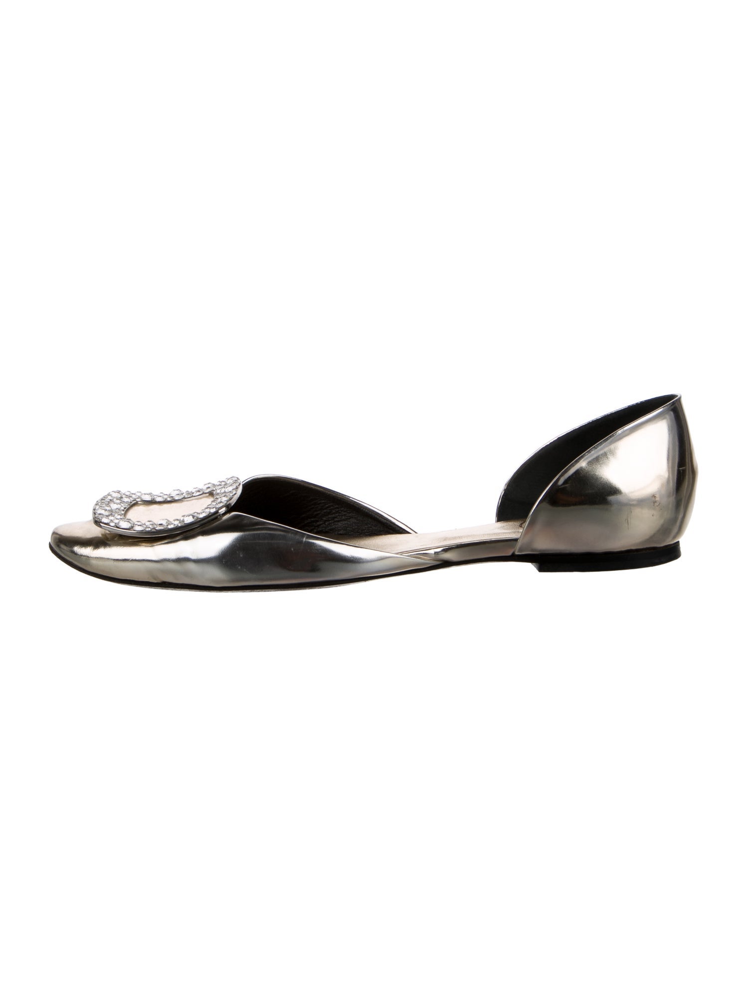 Roger Vivier Patent Leather Crystal Embellishments D'Orsay Flats