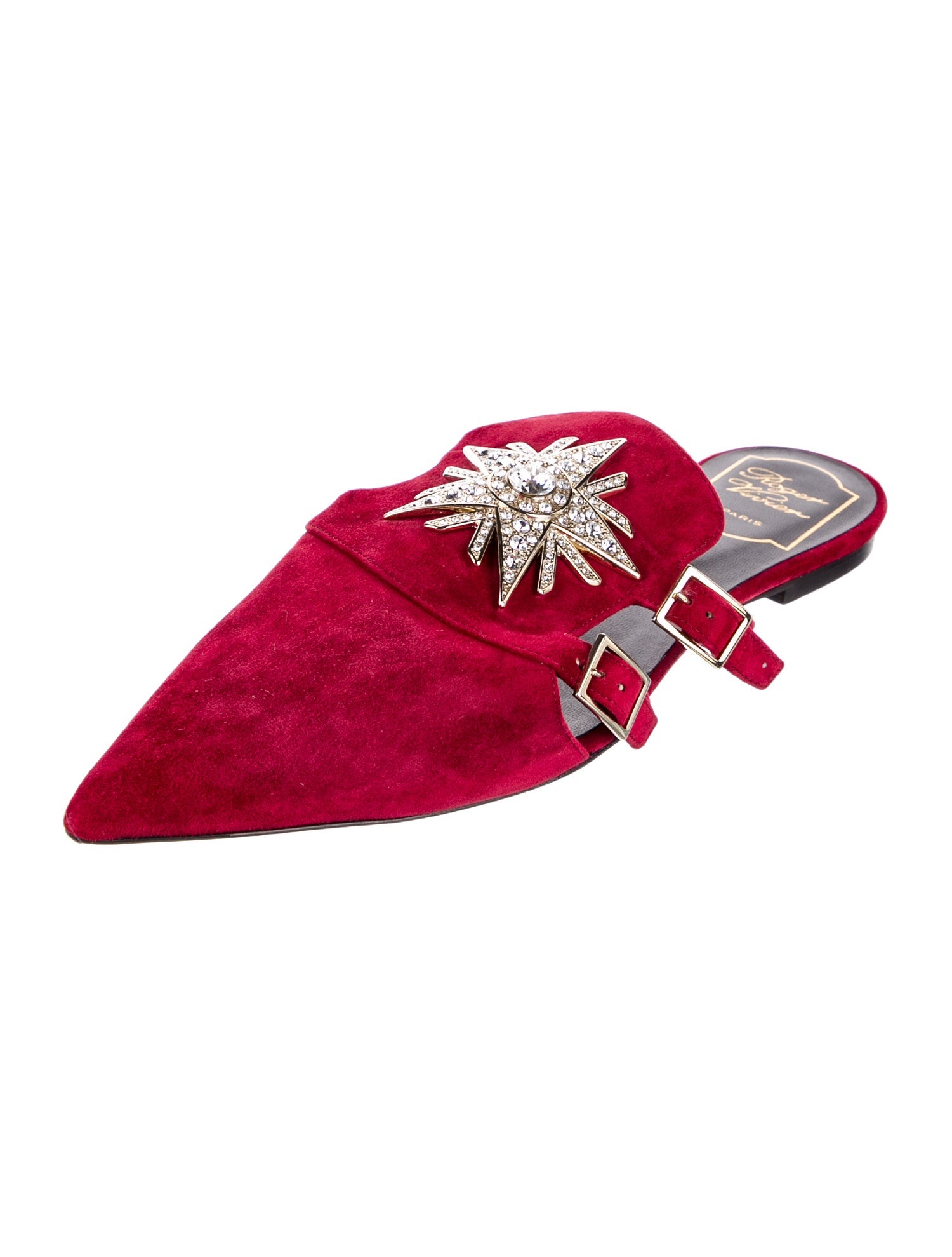 Roger Vivier Suede Graphic Print Mules