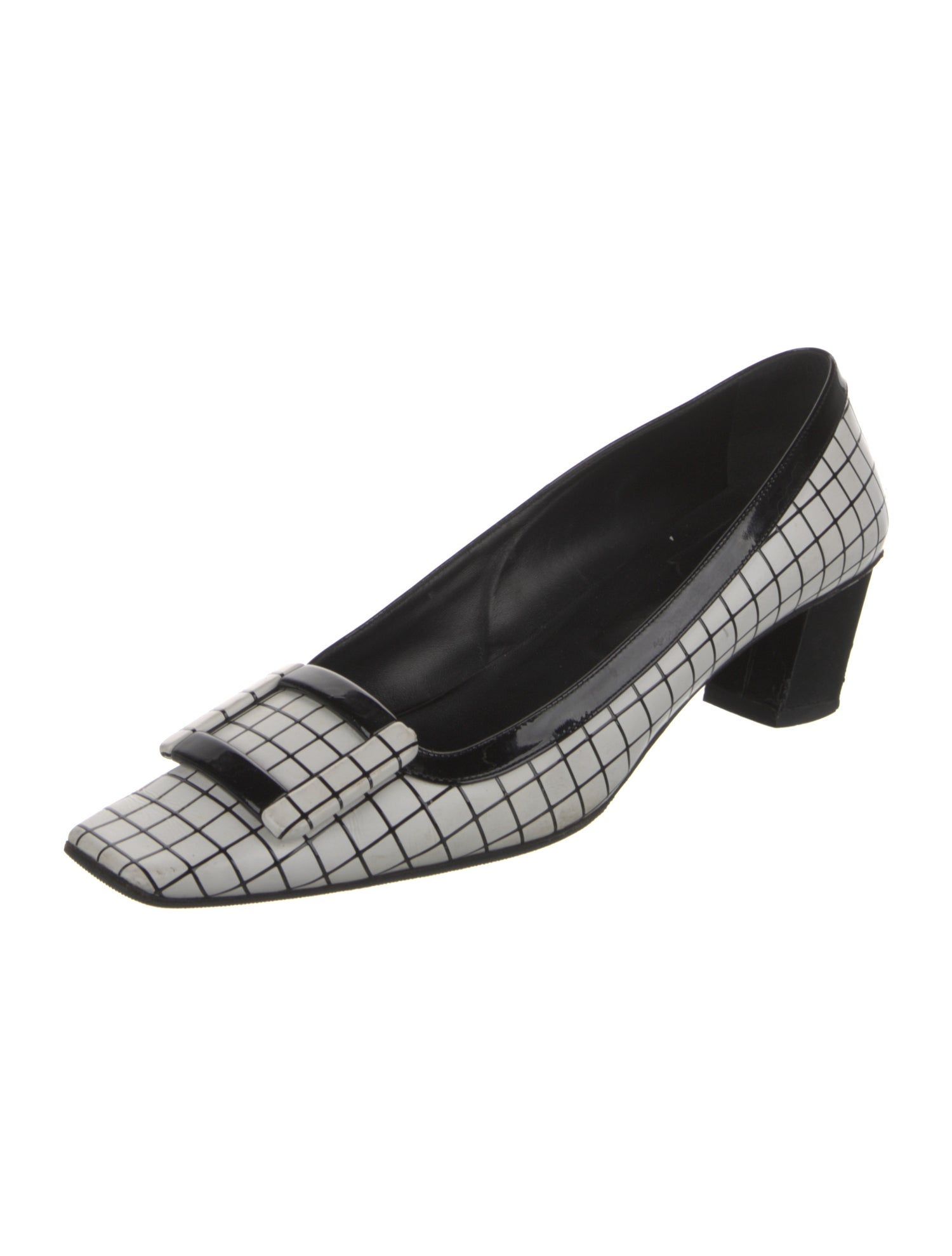 Roger Vivier Patent Leather Plaid Print Pumps
