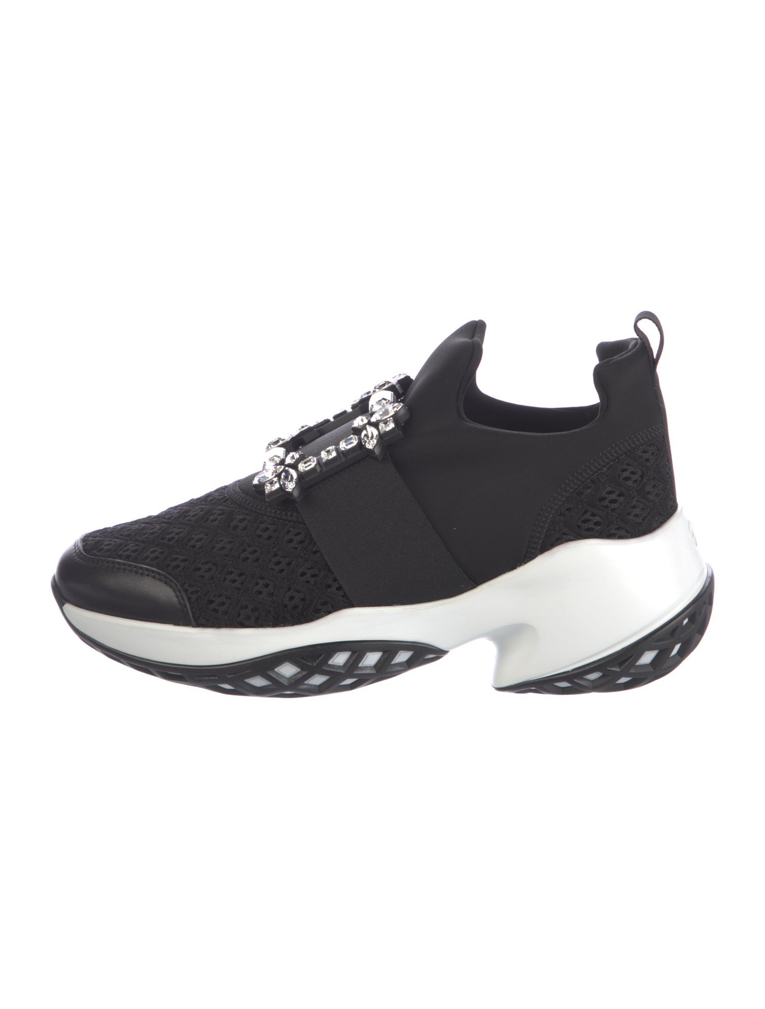 Roger Vivier Mesh Crystal Embellishments Athletic Sneakers