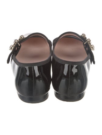 Roger Vivier Patent Leather Crystal Embellishments Mary Jane Flats
