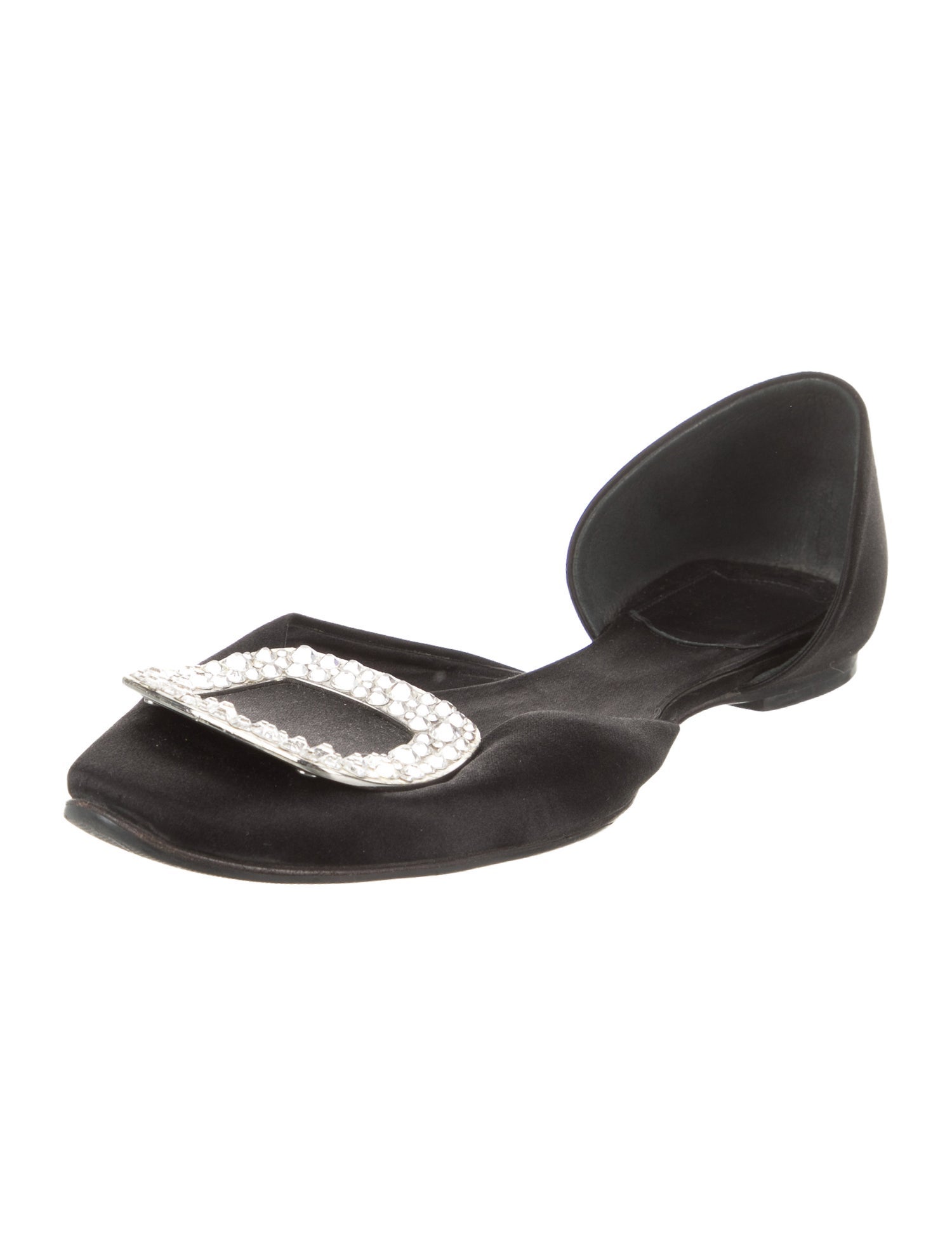 Roger Vivier Satin Crystal Embellishments D'Orsay Flats