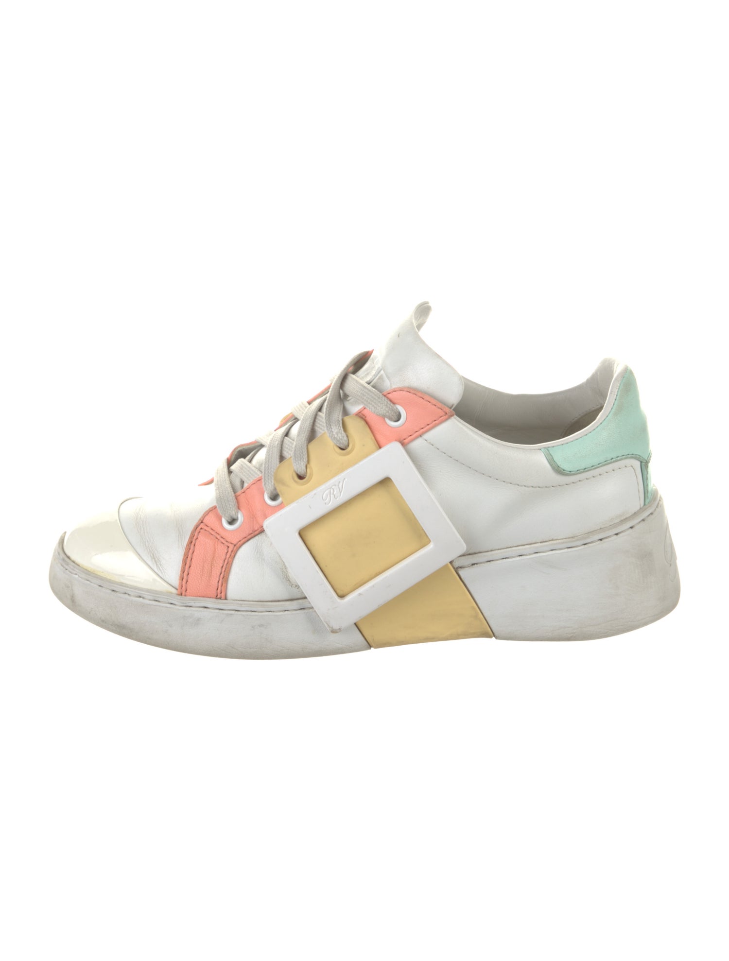 Roger Vivier Leather Colorblock Pattern Sneakers