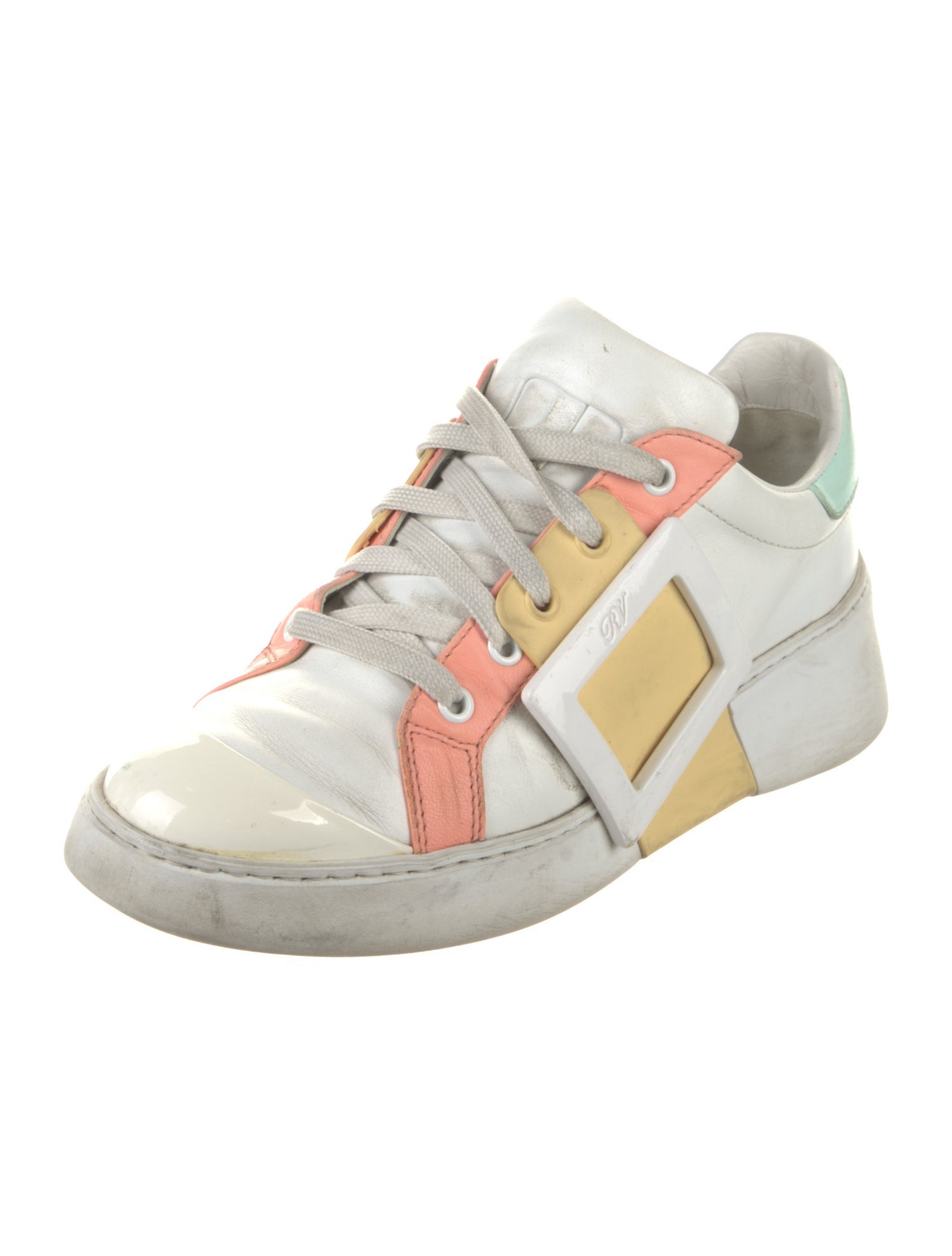 Roger Vivier Leather Colorblock Pattern Sneakers