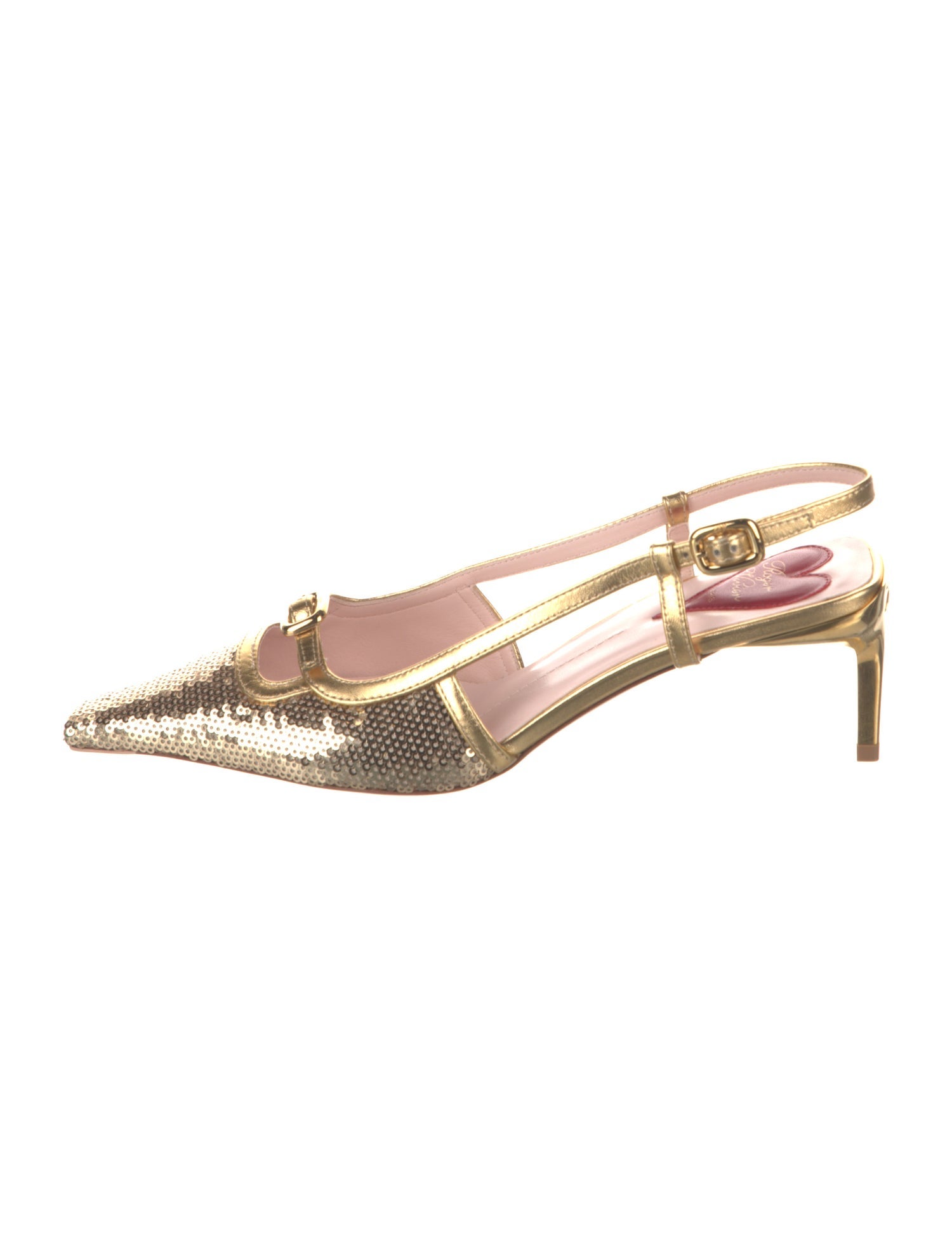 Roger Vivier Sequins Leather Trim Embellishment Slingback Pumps