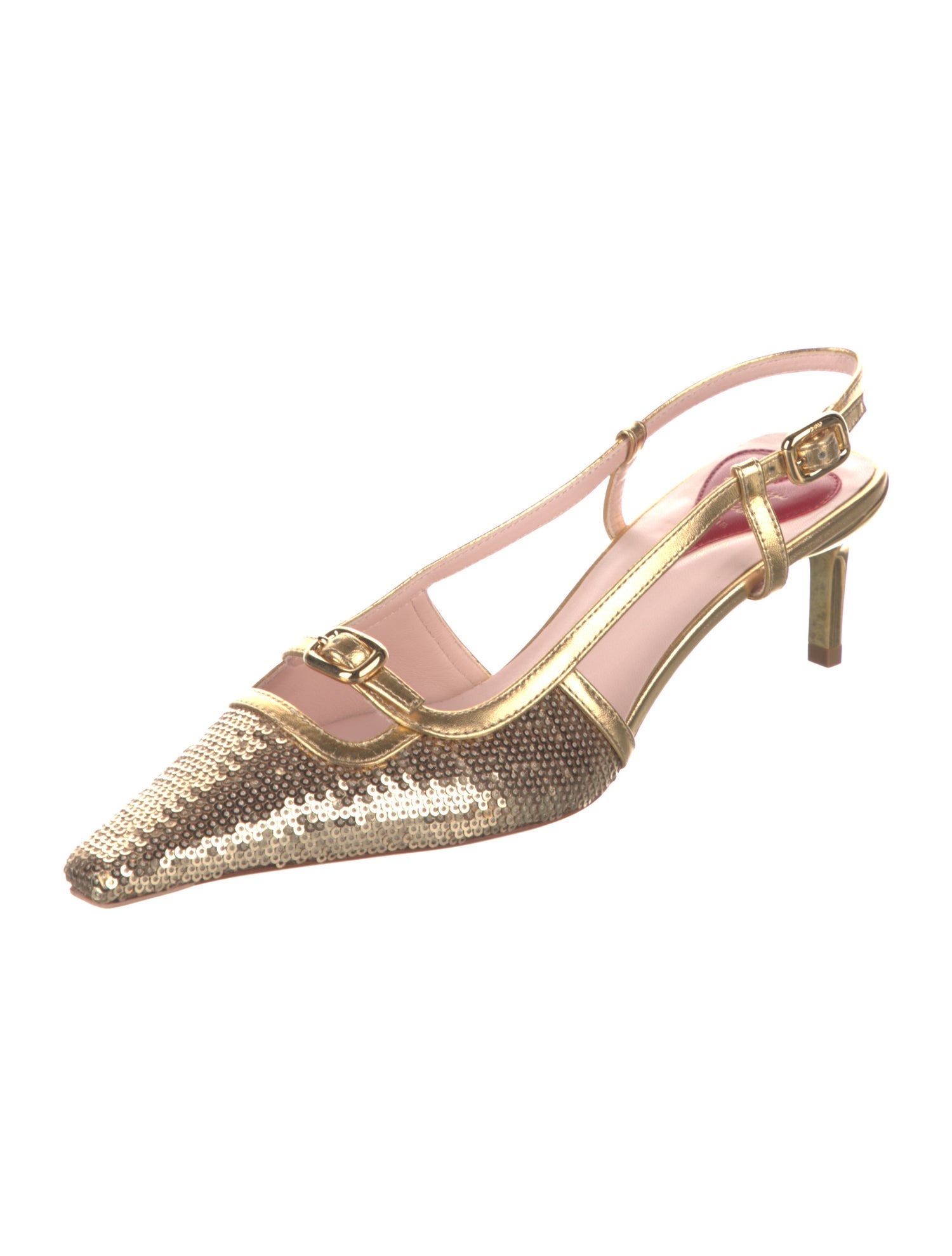 Roger Vivier Sequins Leather Trim Embellishment Slingback Pumps