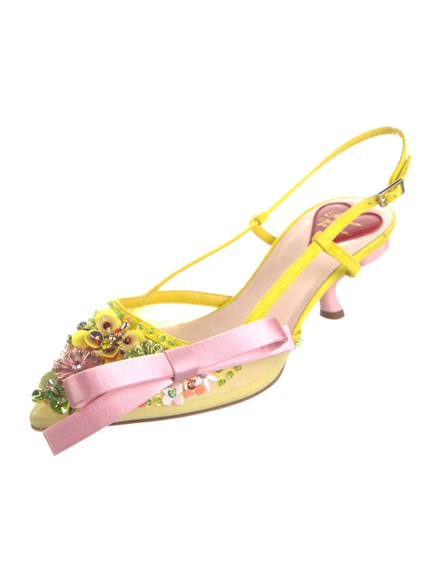 Roger Vivier Satin Bow Accents Slingback Pumps