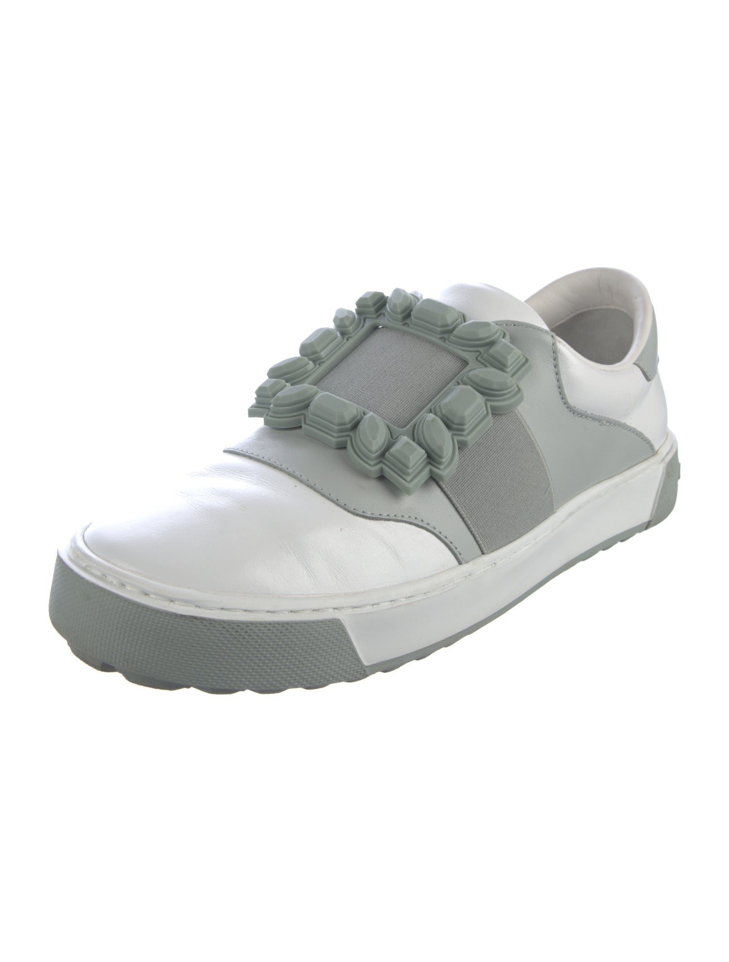 Roger Vivier Leather Colorblock Pattern Sneakers