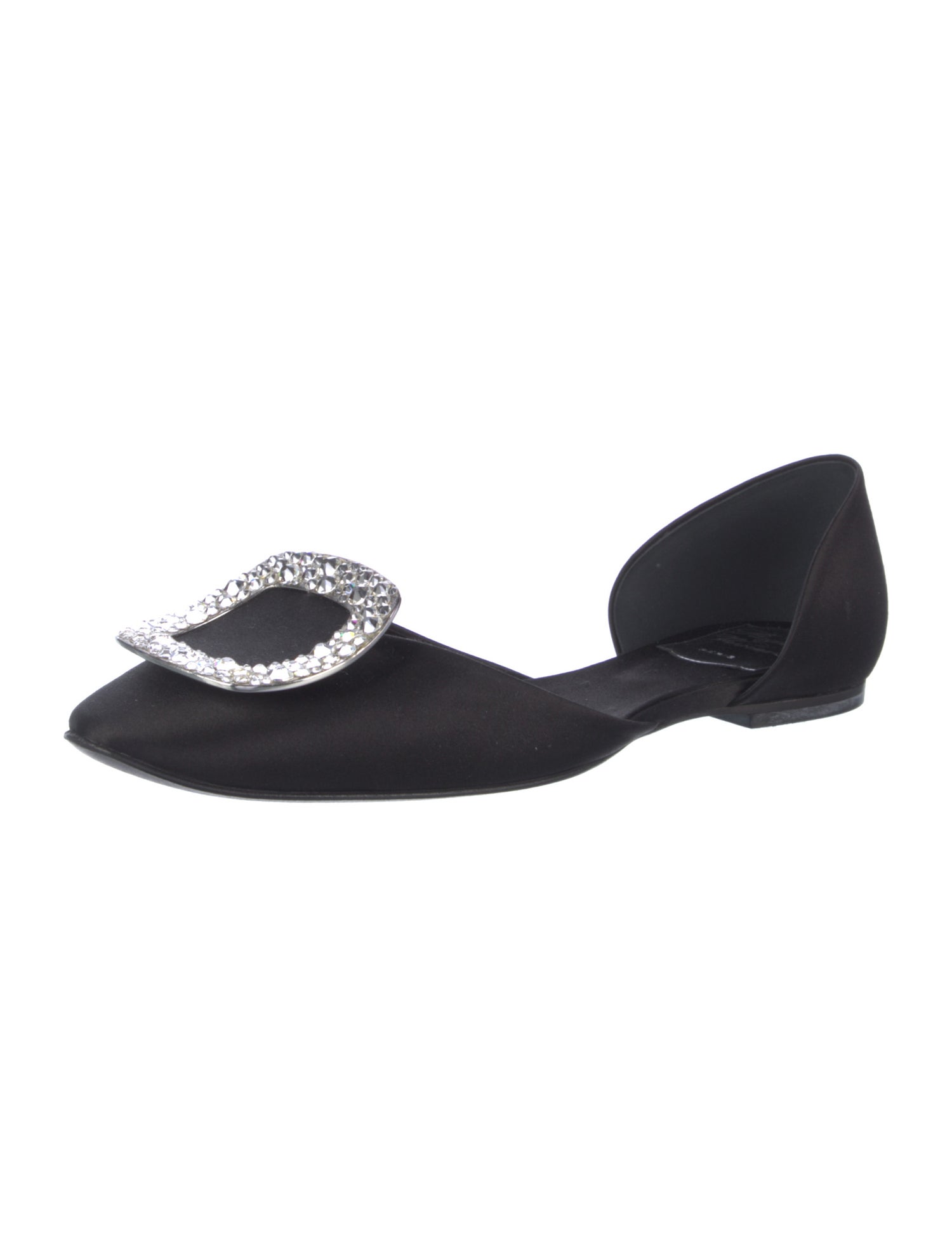 Roger Vivier Satin Crystal Embellishments D'Orsay Flats