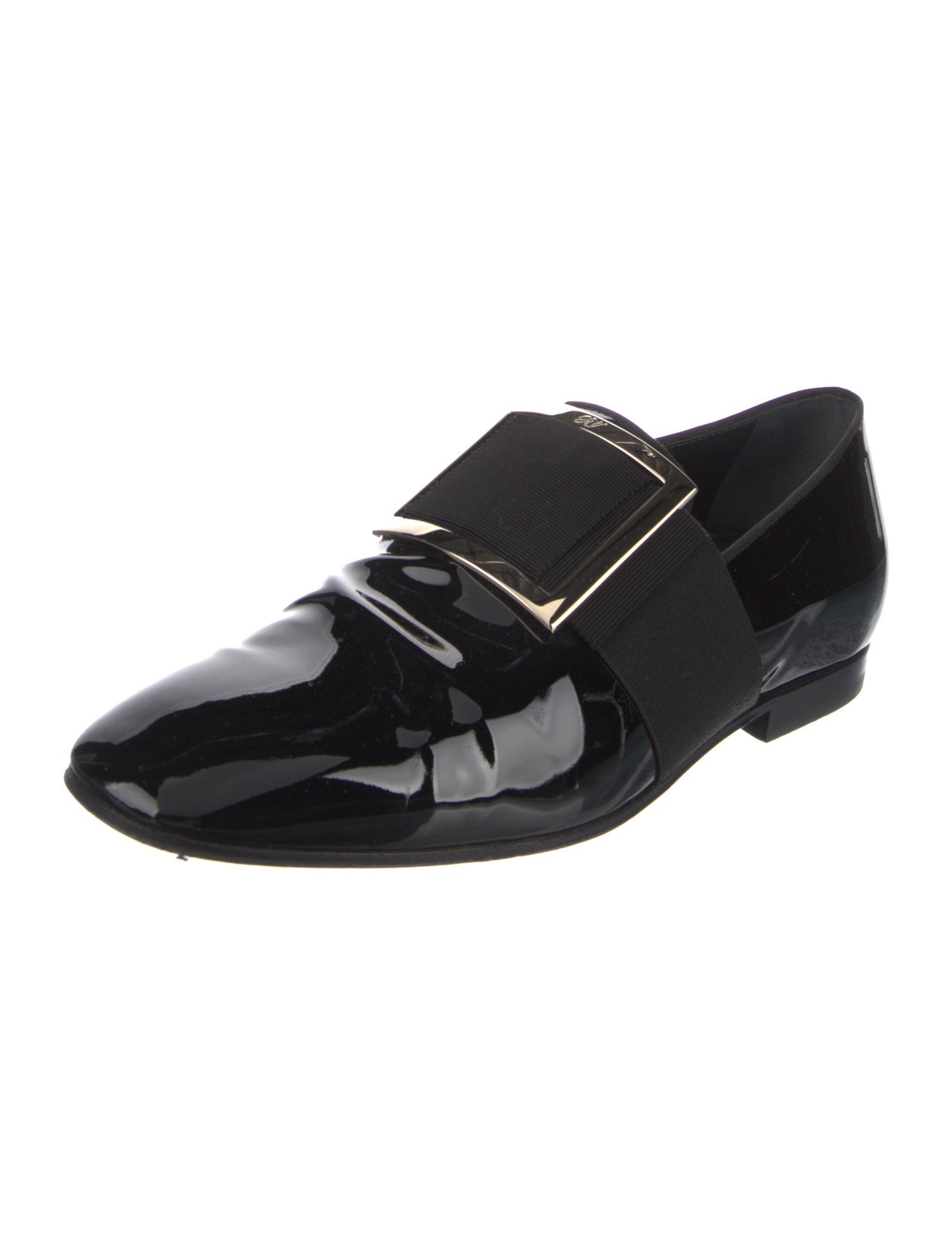 Roger Vivier Patent Leather Grosgrain Trim Monk Straps