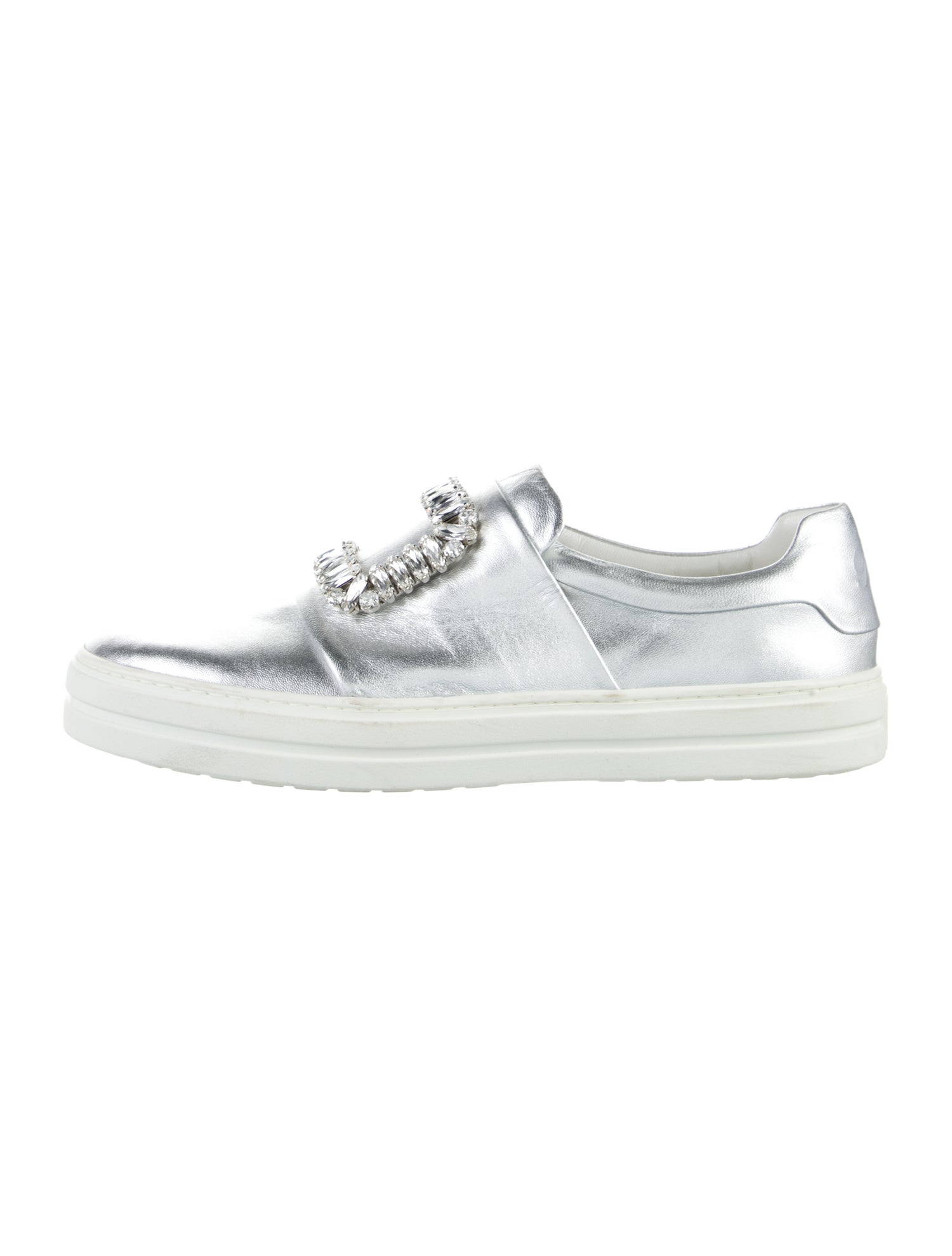 Roger Vivier Leather Crystal Embellishments Sneakers