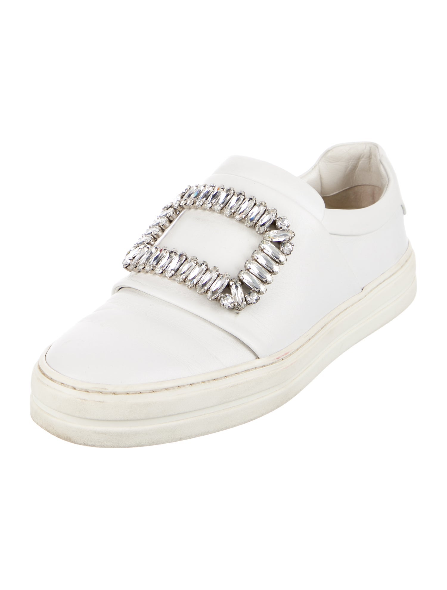 Roger Vivier Leather Crystal Embellishments Sneakers