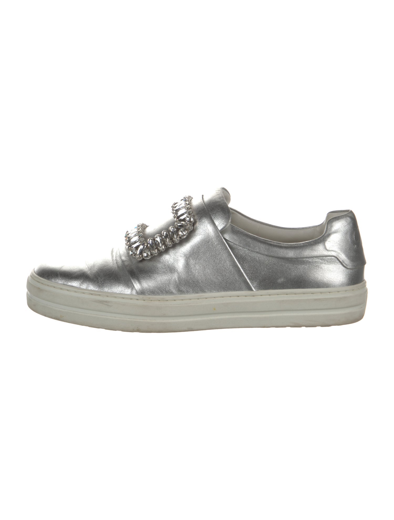 Roger Vivier Leather Crystal Embellishments Sneakers