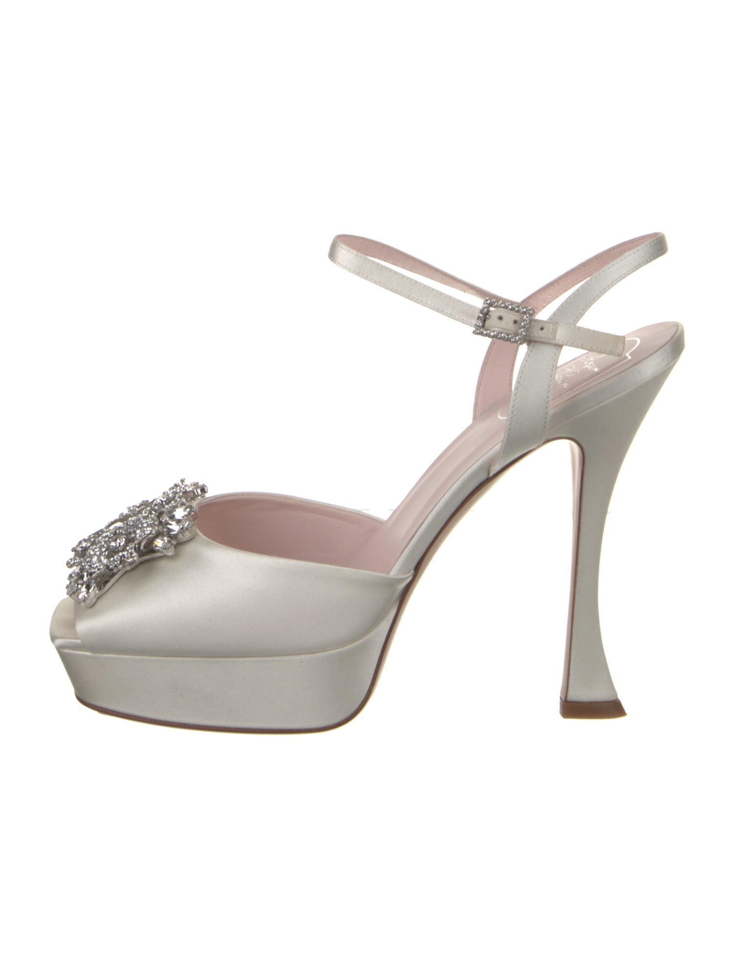 Roger Vivier Satin Crystal Embellishments Sandals