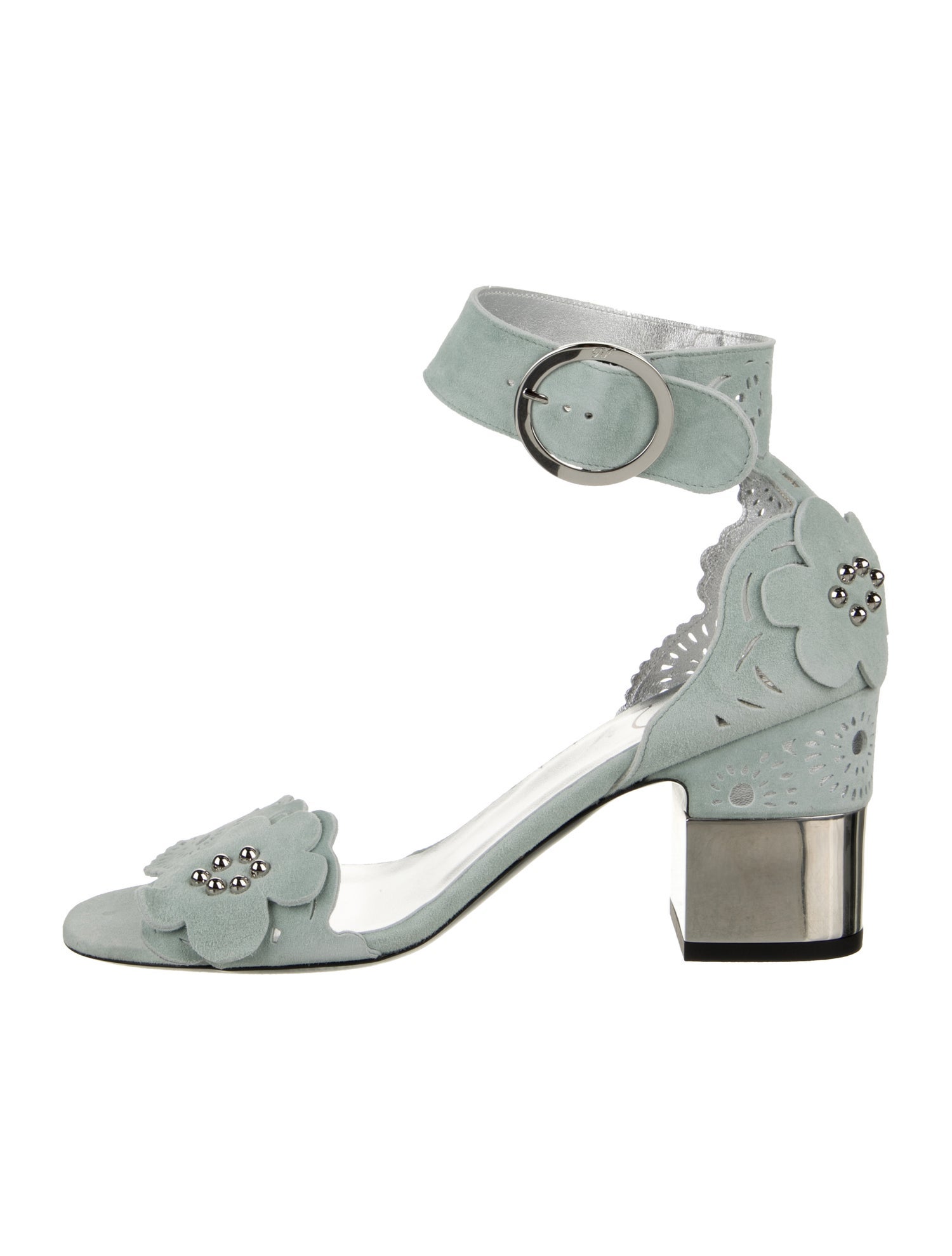 Roger Vivier Suede Colorblock Pattern Sandals