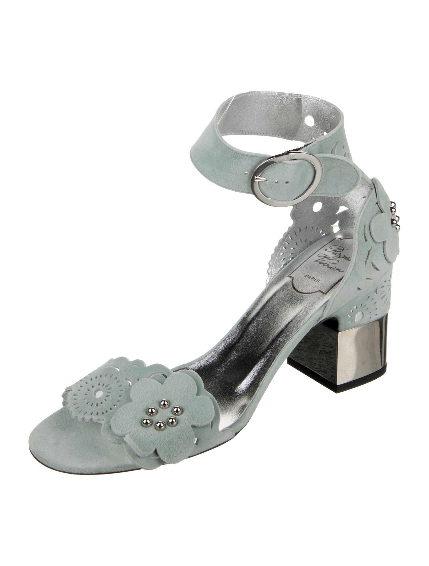 Roger Vivier Suede Colorblock Pattern Sandals