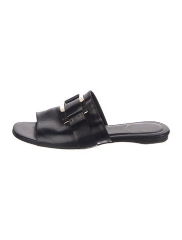 Pre-owned Roger Vivier Leather Slides In Black