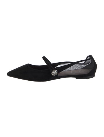 Pre-owned Roger Vivier Suede Mary Jane Flats In Black