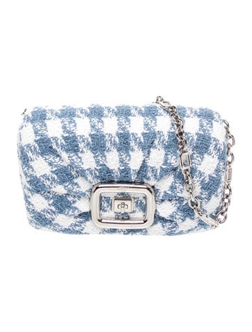 Pre-owned Roger Vivier Tweed Shoulder Bag W/ Tags In Blue