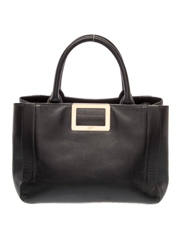 Pre-owned Roger Vivier Leather Top Handle Bag In Black