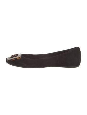 Pre-owned Roger Vivier Suede Ballet Flats In Black