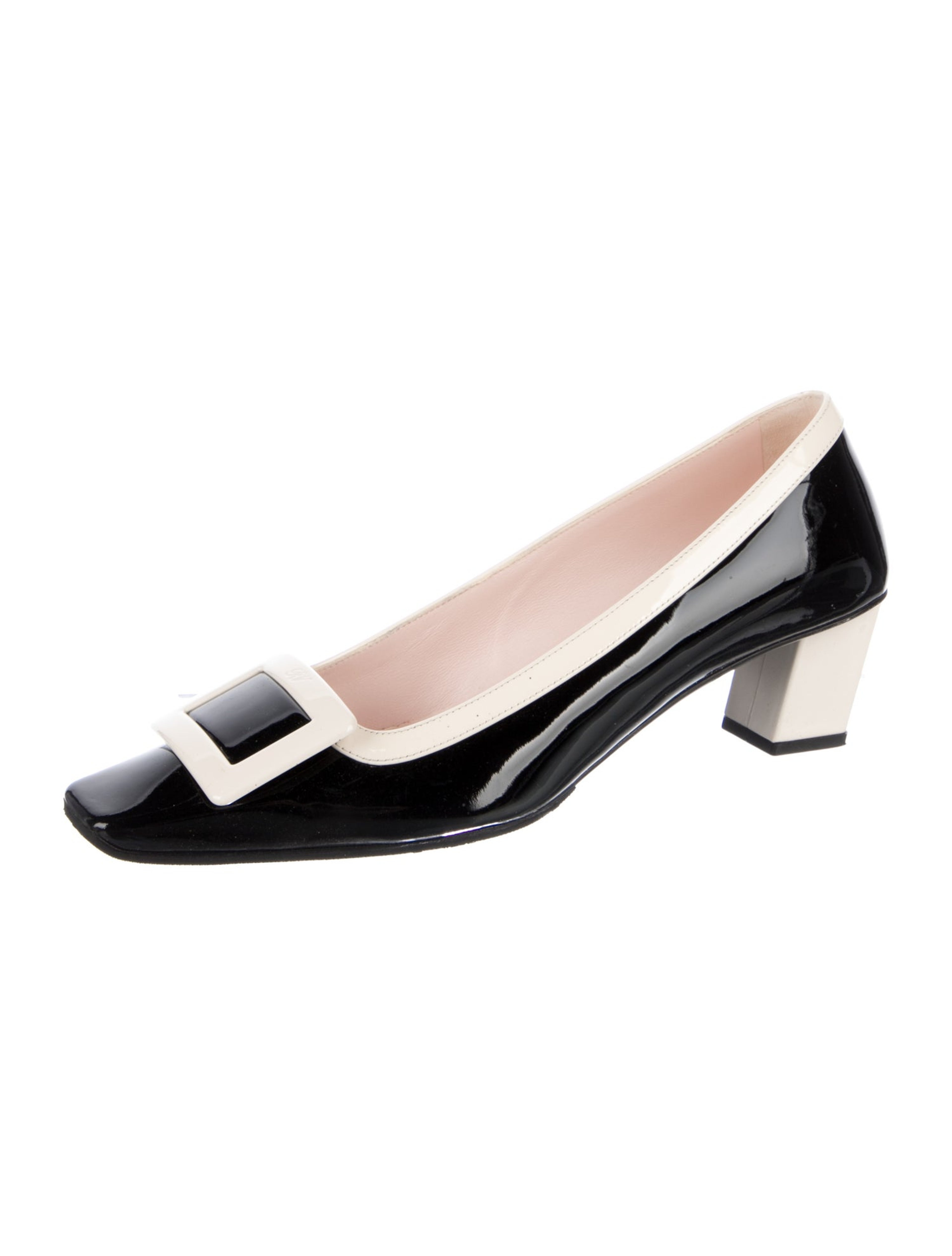 Patent Leather Colorblock Pattern Pumps