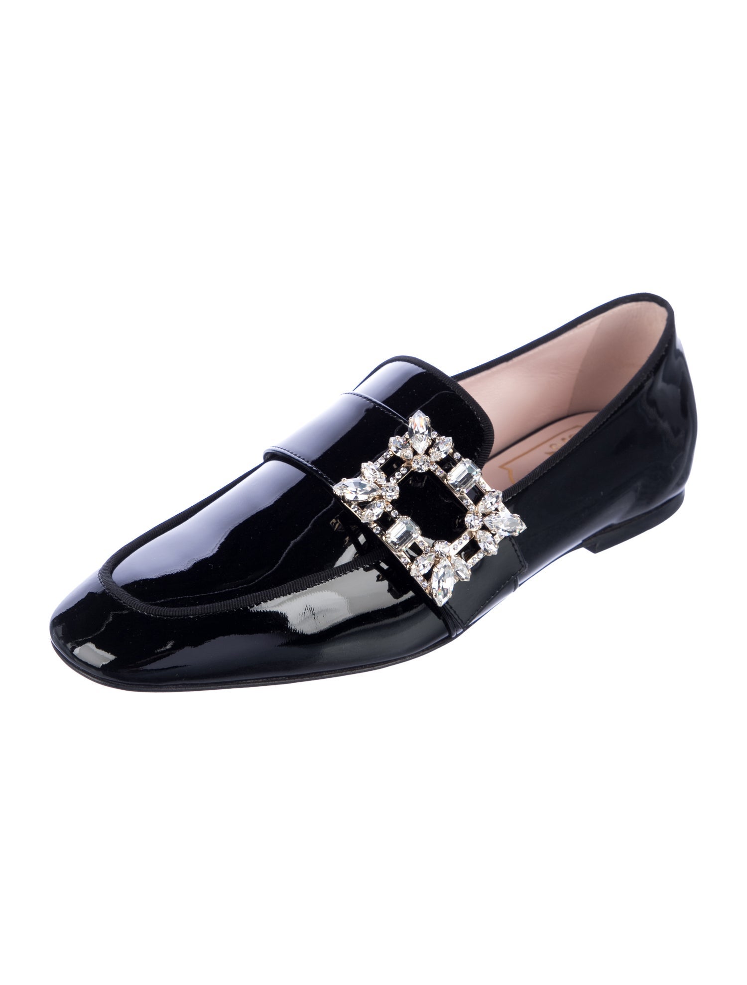Roger Vivier Patent Leather Crystal Embellishments Loafers